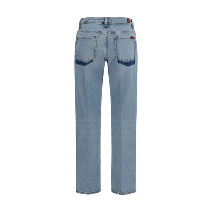 7FOR Blue Cotton Straight-Leg Jeans