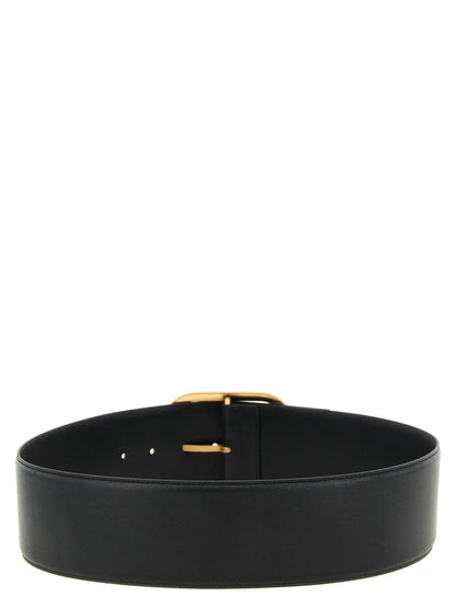 PINKO Black Cowhide High-Waist Belt