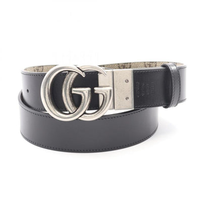 Gucci Belt Double GG Supreme Beige Black Leather