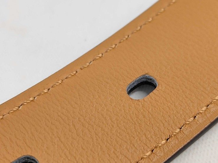 Hermes Belt Andy 26 Blue Indigo Gold Leather Silver