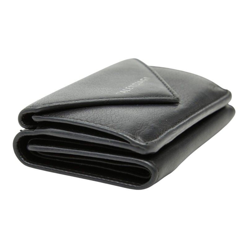 Balenciaga Paper Mini Wallet Trifold Compact Black Leather