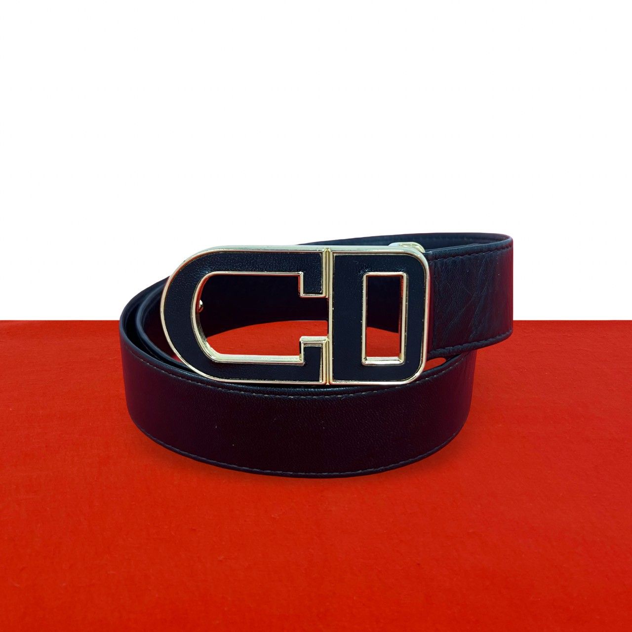 Dior CD Logo Leather Belt Black