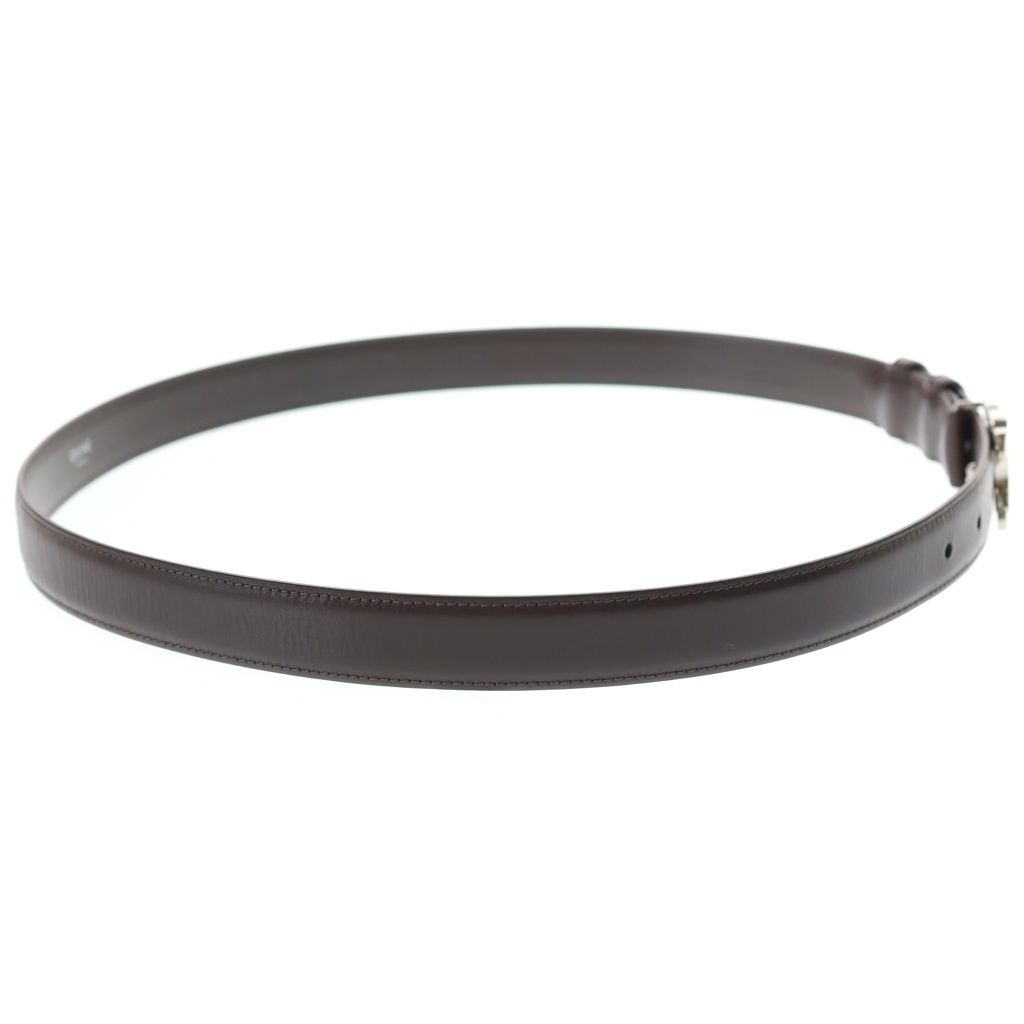 Celine Triomphe Buckle Leather Belt Silver Brown