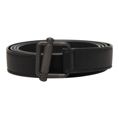 Bottega Veneta Lola Buckle Narrow Belt Black Leather