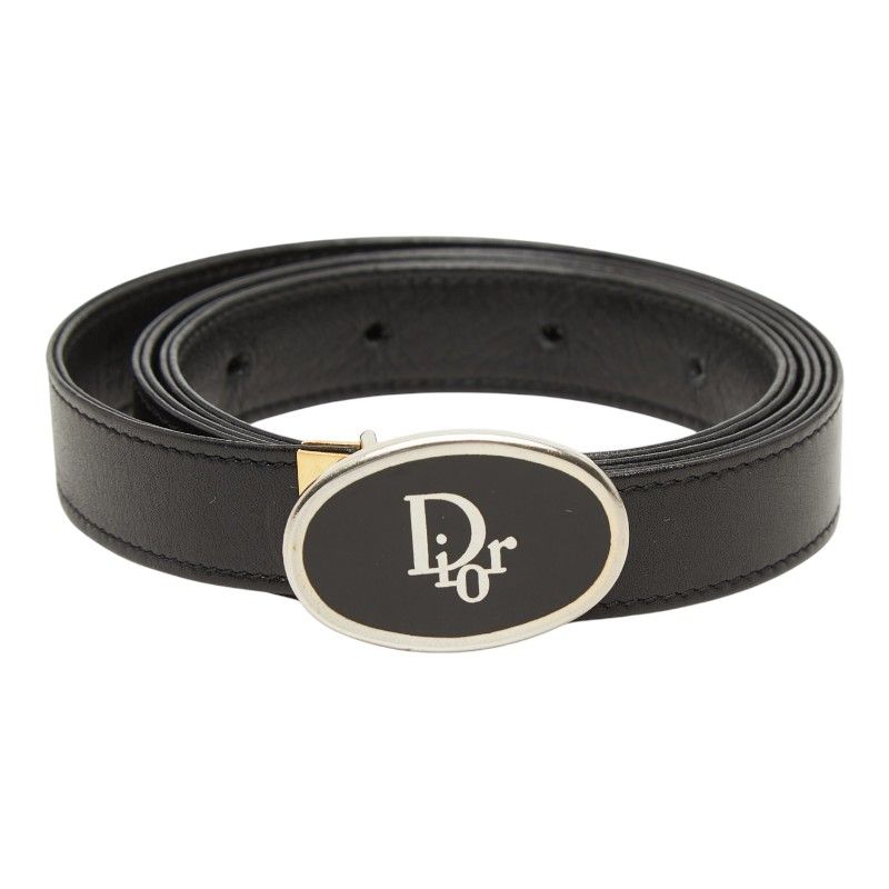 Dior Logo Belt 70 28 Black Leather