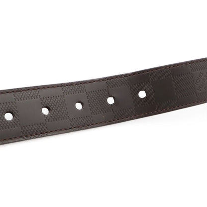 Louis Vuitton Damier Infini Boston Belt 35 Reversible Mocha Dark Brown Gold 90