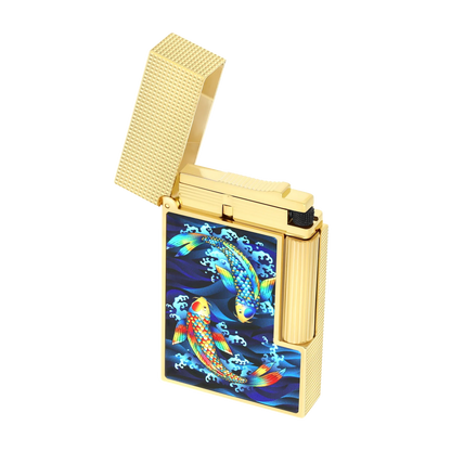 S.T. DUPONT Ligne 2 Golden Koi Fish Blue Lighter/Briquet C16397SH
