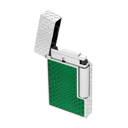 S.T. DUPONT Ligne 2 Guilloche Lacquer Snake Skin Green Palladium Lighter/Briquet C16078