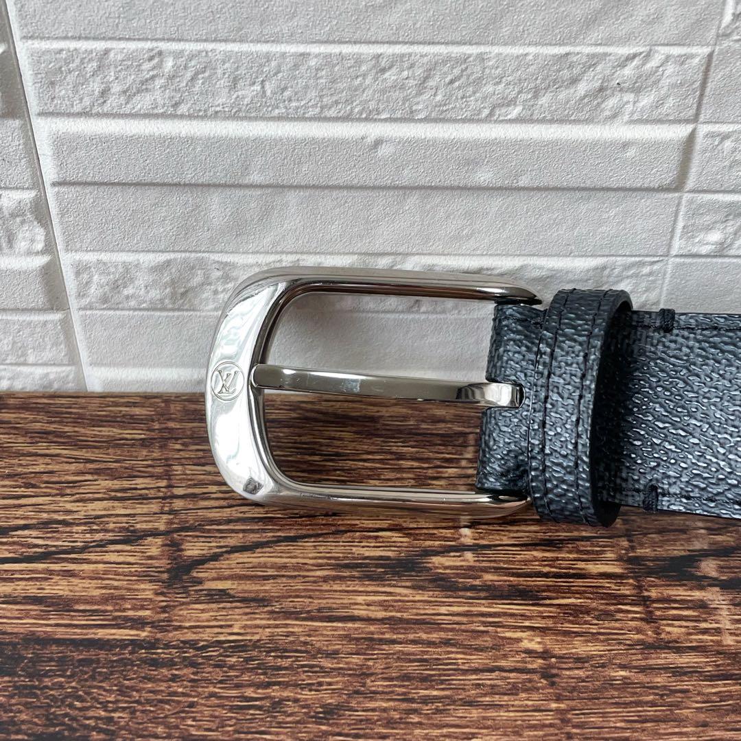 Louis Vuitton Damier Graphite Belt Ceinture Silver